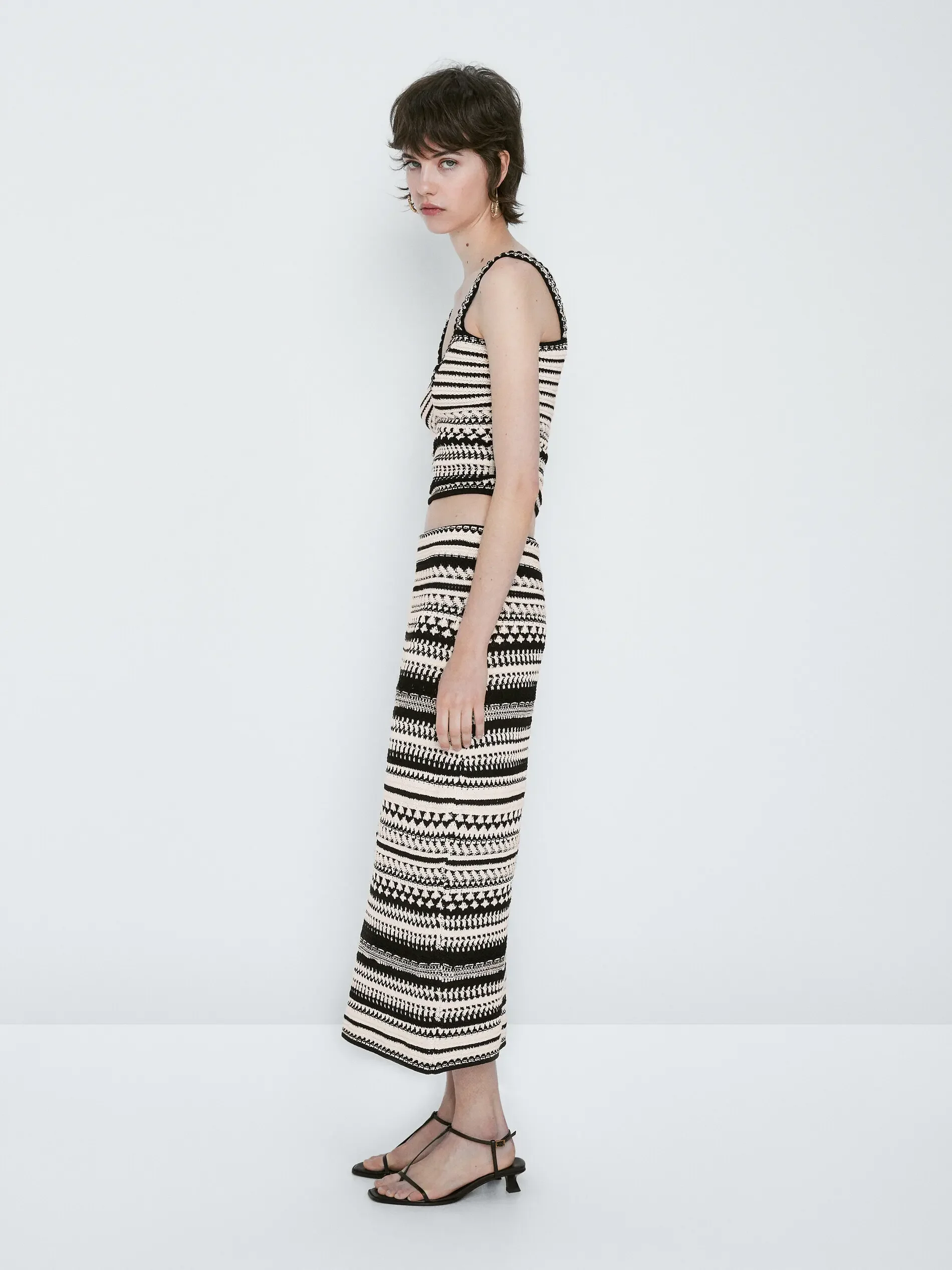 Ethereal costume 2025 massidutti spring new style of Women's casual chic jacquard Boho chic chic slim knit skirt
