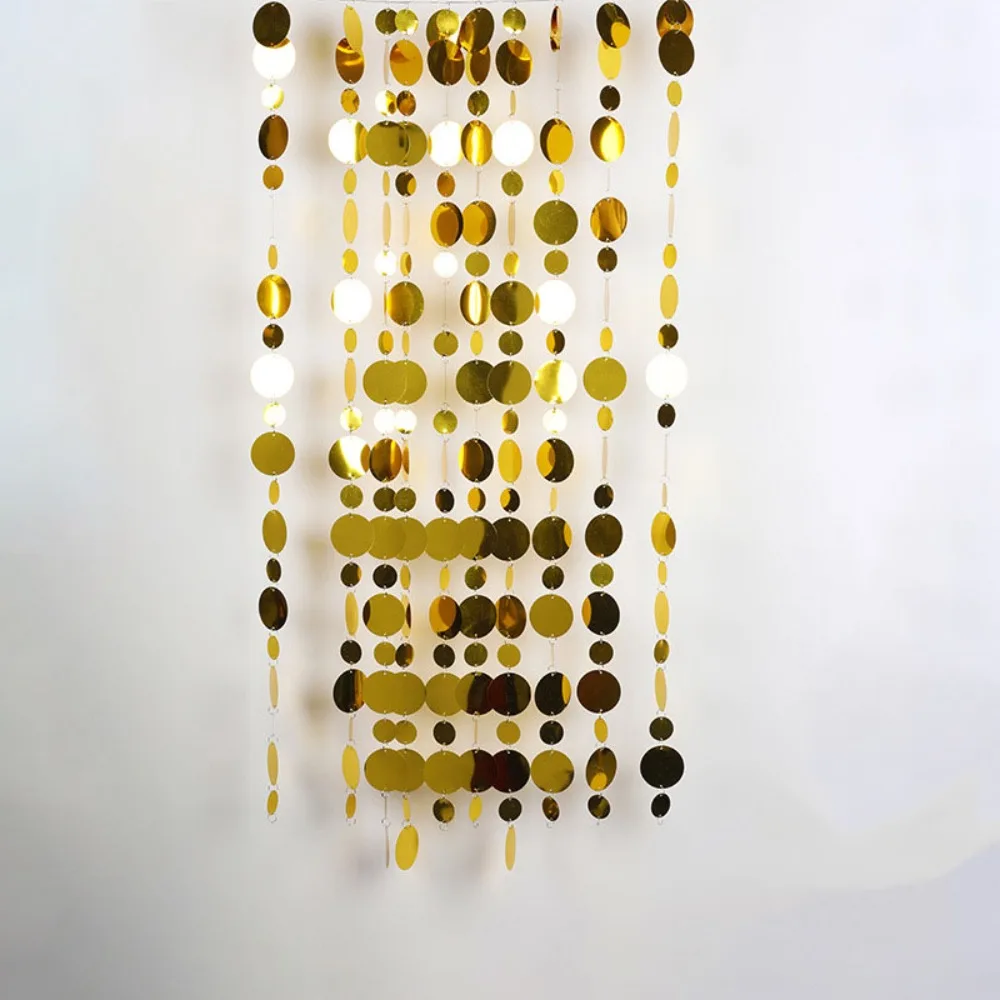 10PCS 1 Meter Sequins Hanging Foil Curtains PVC Gold Silver Round Sequin Rain Curtain Round Flash Curtains Sequin Bead Strings