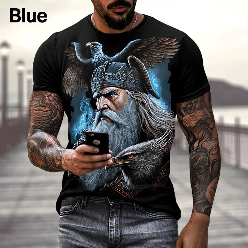 

Summer Retro Viking Warriors graphic 3d Print T Shirt Nordic Style Men's Oversized Short Sleeve Tops Tees Men Designer Clothing