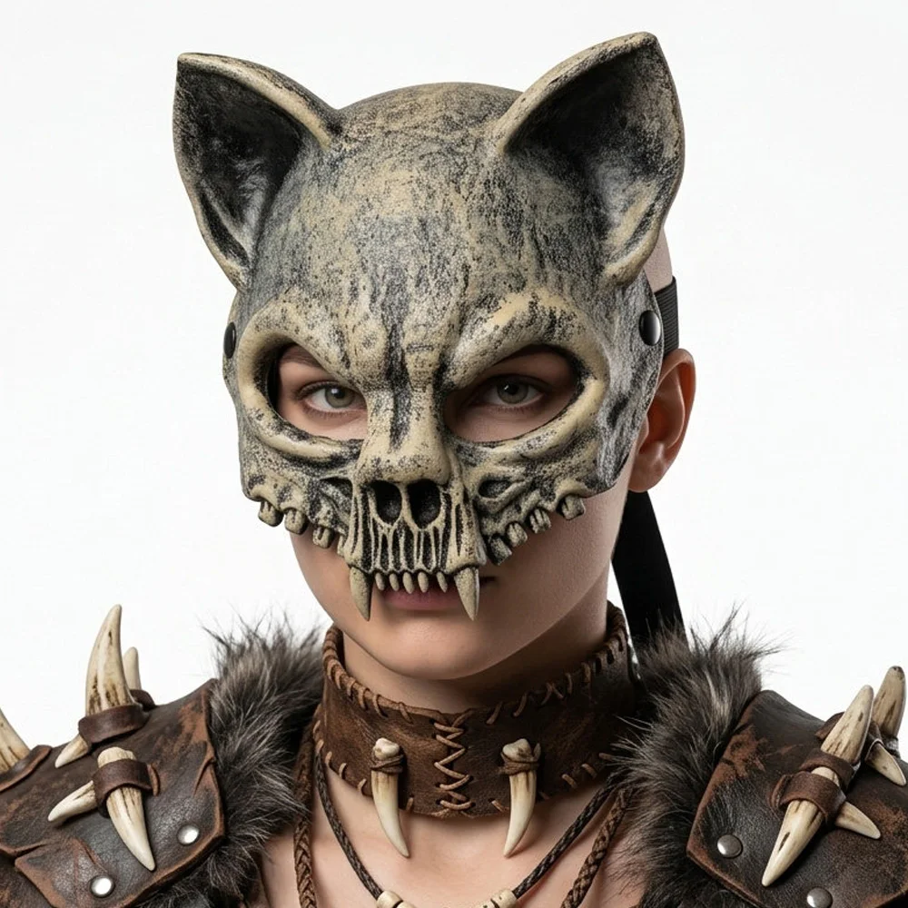

Halloween Cat Skull Mask Cosplay Vintage Beast Skeleton Animal Masks Carnival Dress Up Purim Party Costume Props