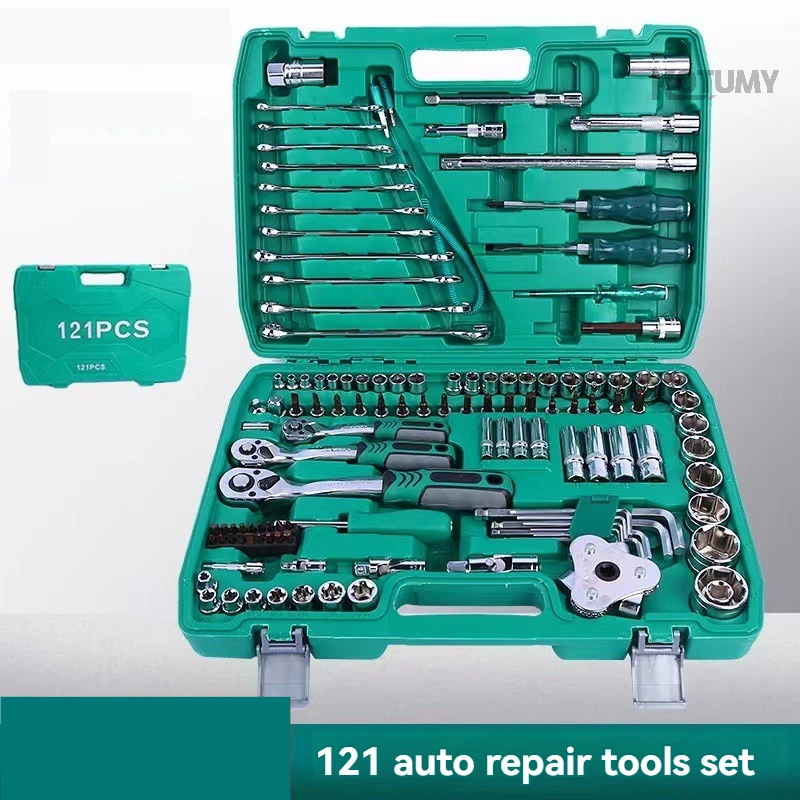 

121PCS Mechanic Tool Set 72 Tooth Ratchet Wrench S2 Bit Socket Kit for Auto Maintenance