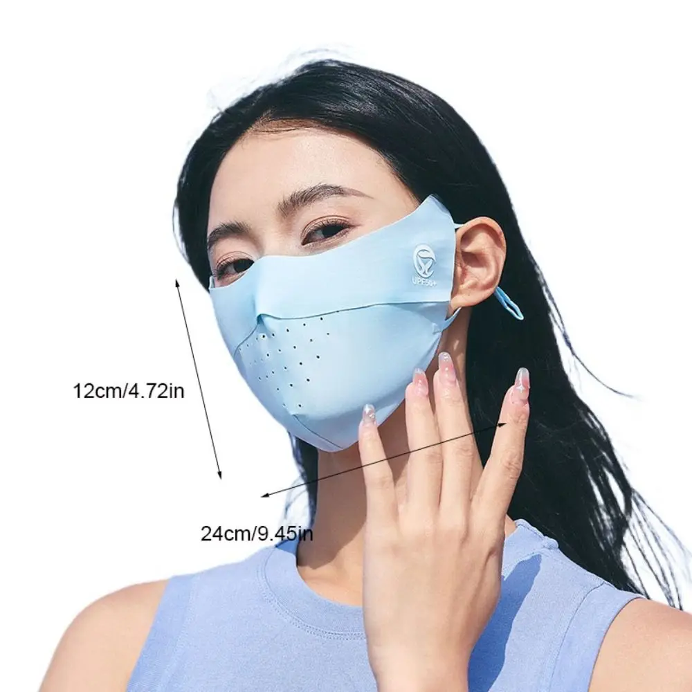 Elastic Solid Color Ice Silk Mask UV Protection Sun Proof Face Cover Sunscreen Veil Face Shield Sunscreen Face Cover Outdoor