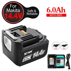 WIth LED Charger BL1430 Rechargeable Battery 14.4V 6000mAh Lithium Ion for Makita 14v Battery 6Ah BL1440 LXT200 BDF340 TD131D