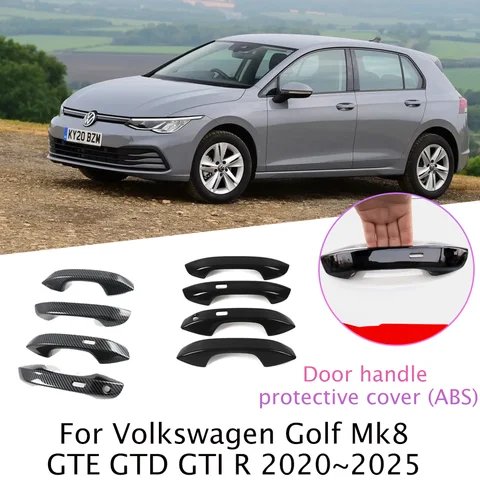 For VW Volkswagen Golf Mk8 GTE GTD GTI R 2020~2025 2024 Car Exterior Door Handle Cover Protect Stickers Decorative Accessories
