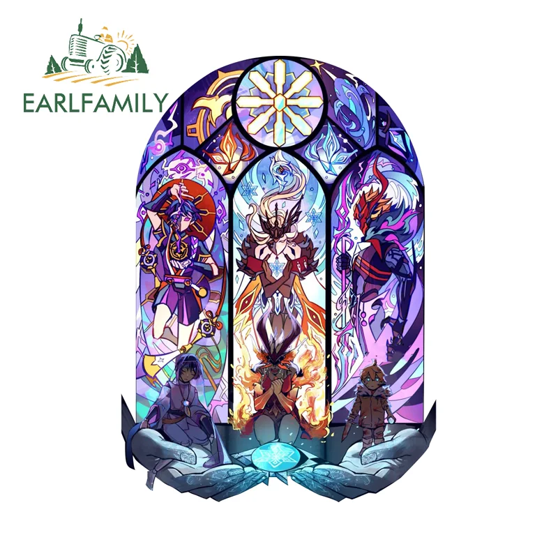 EARLFAMILY Genshin Impact Fatui Creative Car Stickers Tartaglia Scaramouche Signora Decals Cool Artistic Graffiti Car Goods