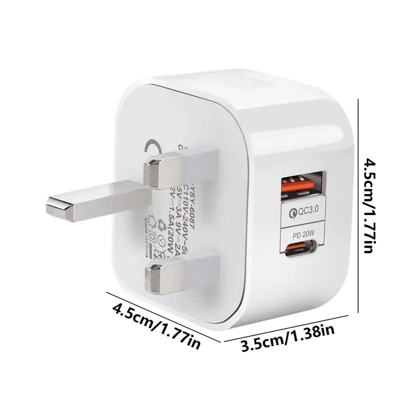 USBC Charger Block 20W Two-Port USB Type C Charger Block Safe Fast Charging Charging Supplies For Work Hotel Journey Home