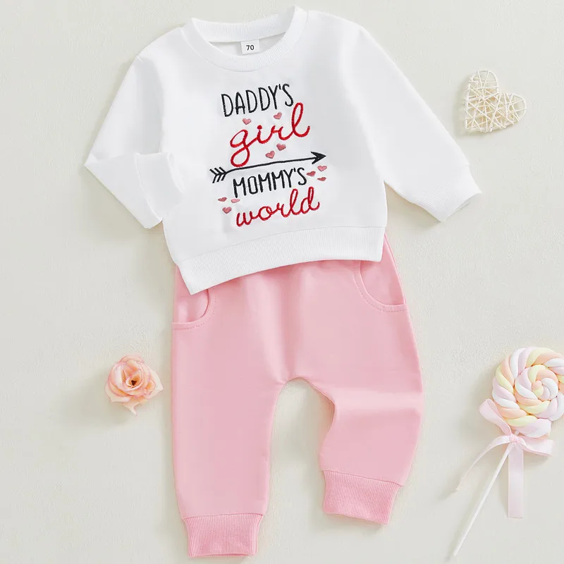 

RUEWEY От 0 до 3 лет, свитшоты на День святого Валентина для маленьких девочек и мальчиков, весенне-осенняя одежда, пуловер с длинными рукавами и буквами ангела/сердца