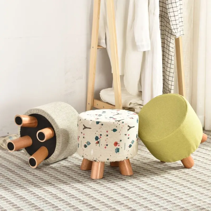 cloth dressing pouf small fabric white stool round leather ottomanStool Chair Home Furniture Seat Puffs Ottoman 	 image 6