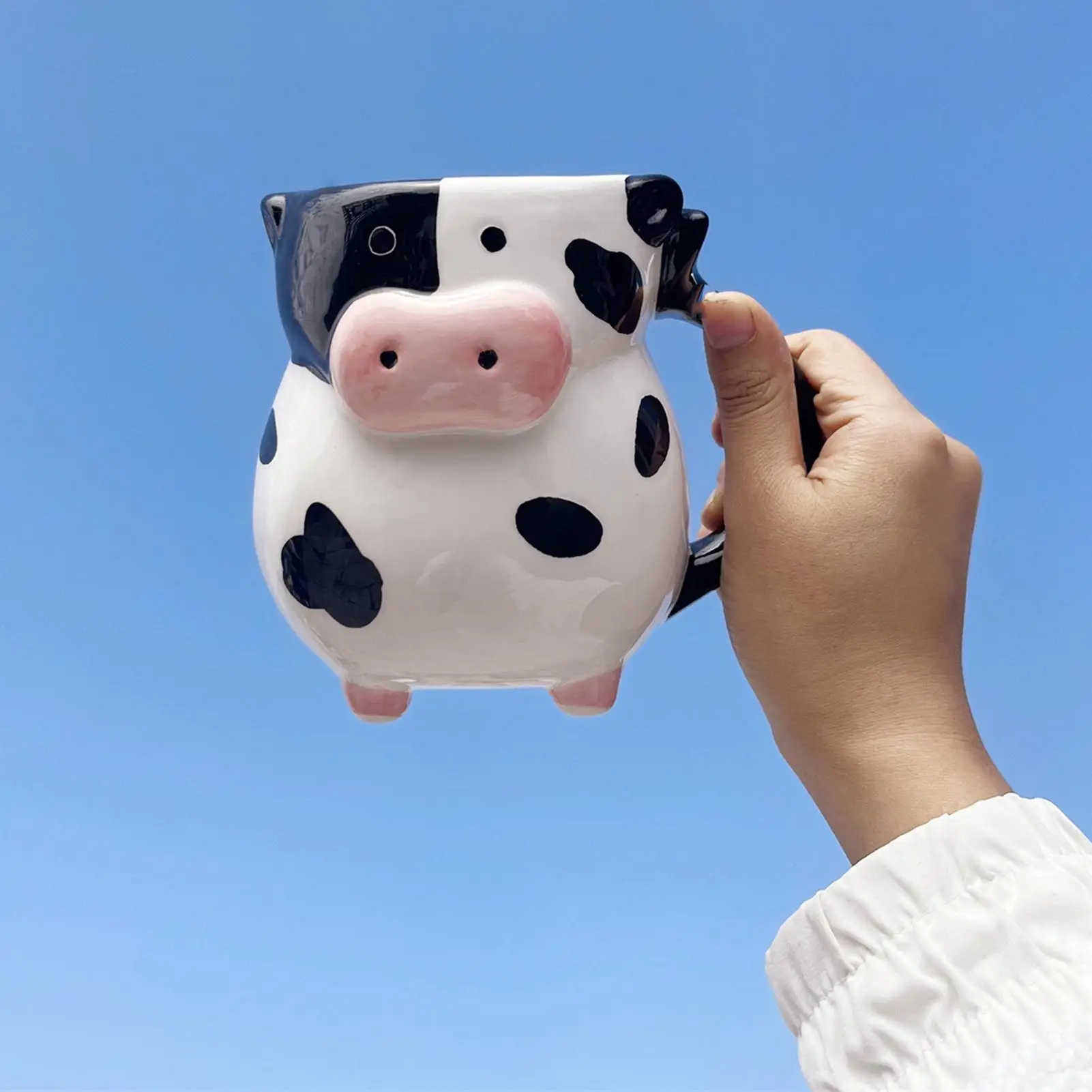 Kaffeetasse mit Kuhmuster, 585 ml, niedlicher Keramik-Milchbecher mit Griff für Tee, heiße Schokolade, Geburtstagsgeschenk, lustiges Neuheits-Trinkgeschirr