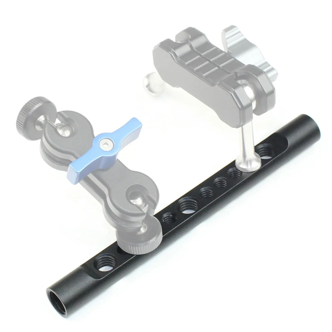 DSLR-Kamera Rig 15 mm Käsestangenhalterung 1/4 Zoll 3/8 Zoll Schraubenlöcher Schulterstangen System Schienenlicht Mikrofonhalter Magic Arm Ständerhalterung – Detail 9