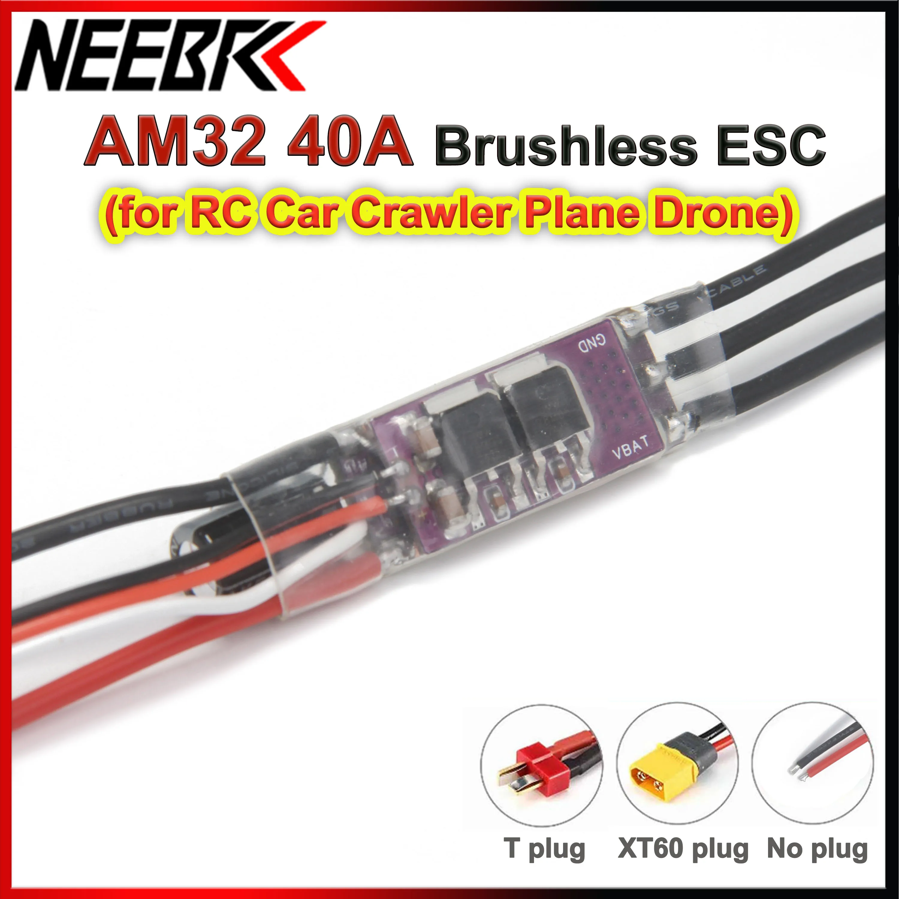 AM32 40A ESC sans brosse 32 bits 2-4S contrôleur de vitesse prise PWM/DSHOT/Sine T/XT60 prise pour voiture RC Drone sur chenilles moteur sans brosse