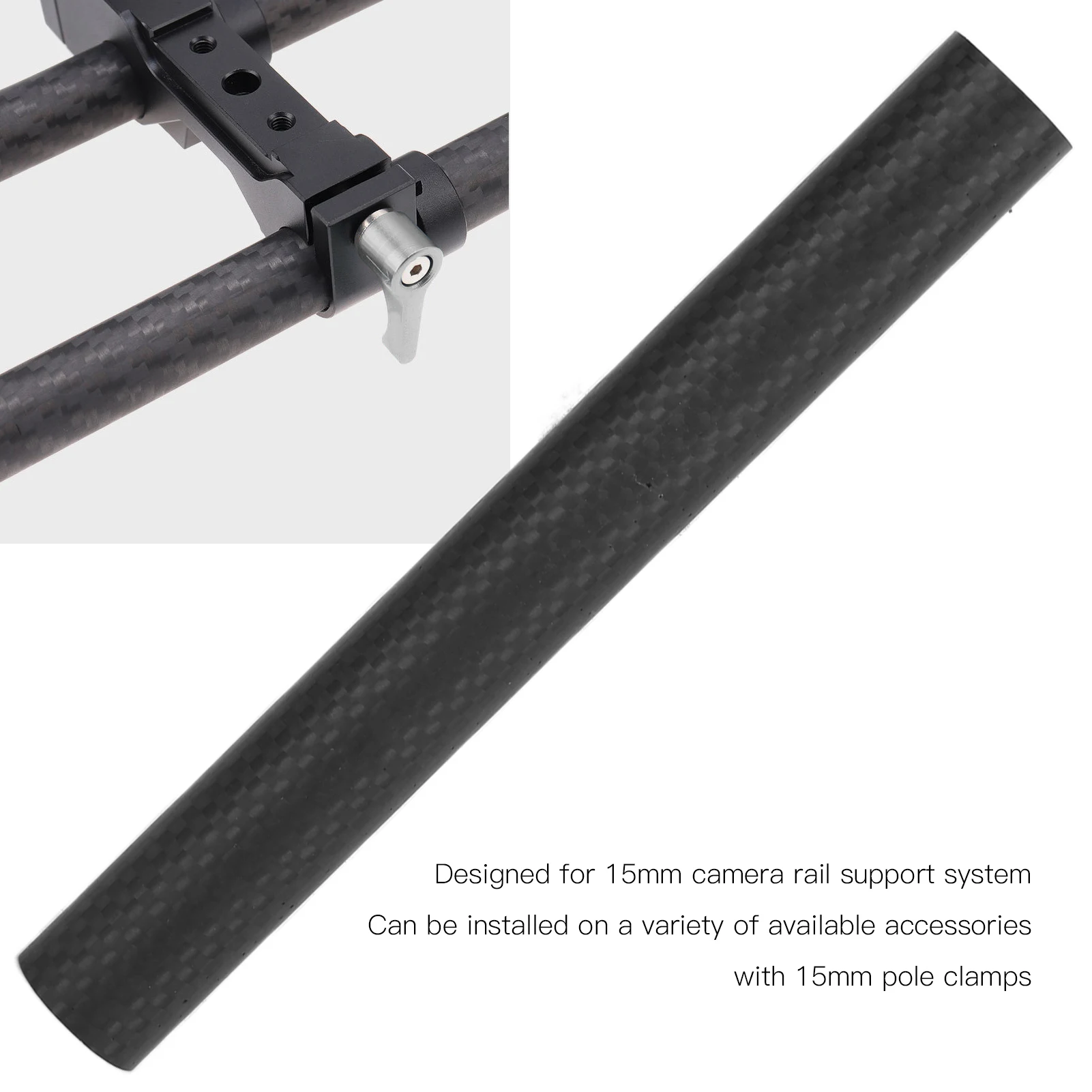 Carbon Fiber Tube Rod for Follow Focus Diameter 15mm Follow Focus Rig Cage Rod Rail System Tube for Camera Photo Carbon Fiber