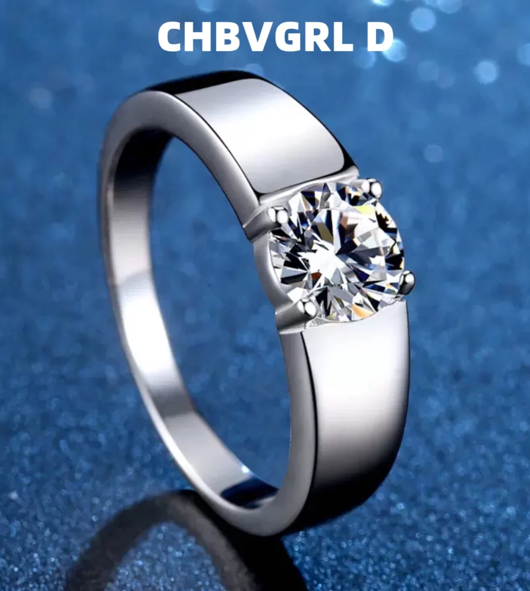 

[Gentleman] Sterling silver s925 men's ring 1ct, 0.5ct moissanite wedding band fashion men's ring