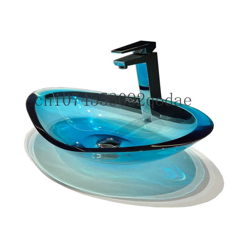 Artificial Stone Art Glass Transparent Special-shaped Net Red Homestay Hotel Countertop Basin Home Blue, Red, Orange