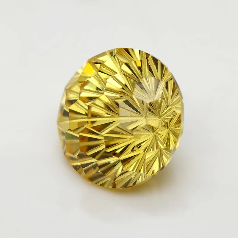 New Yellow 5.0-12.0mm Round Pyrotechnic Cut Cubic Zirconia Stones Loose Gemstone for Jewelry Making