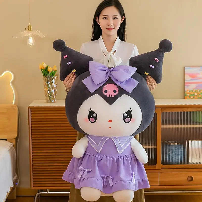 New Sanrio Kuromi Plush Toy Melody Doll Gives Girl's Best Friend Sleep with Large Pillow Gifts for Kids