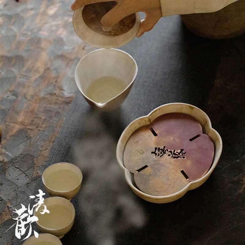 

Handmade Pink Peach Blossom Tea Set Tray Water Collecting Plate Chinese Gongfu Tea Accories Tea Pot Holder Tea Serving Tray