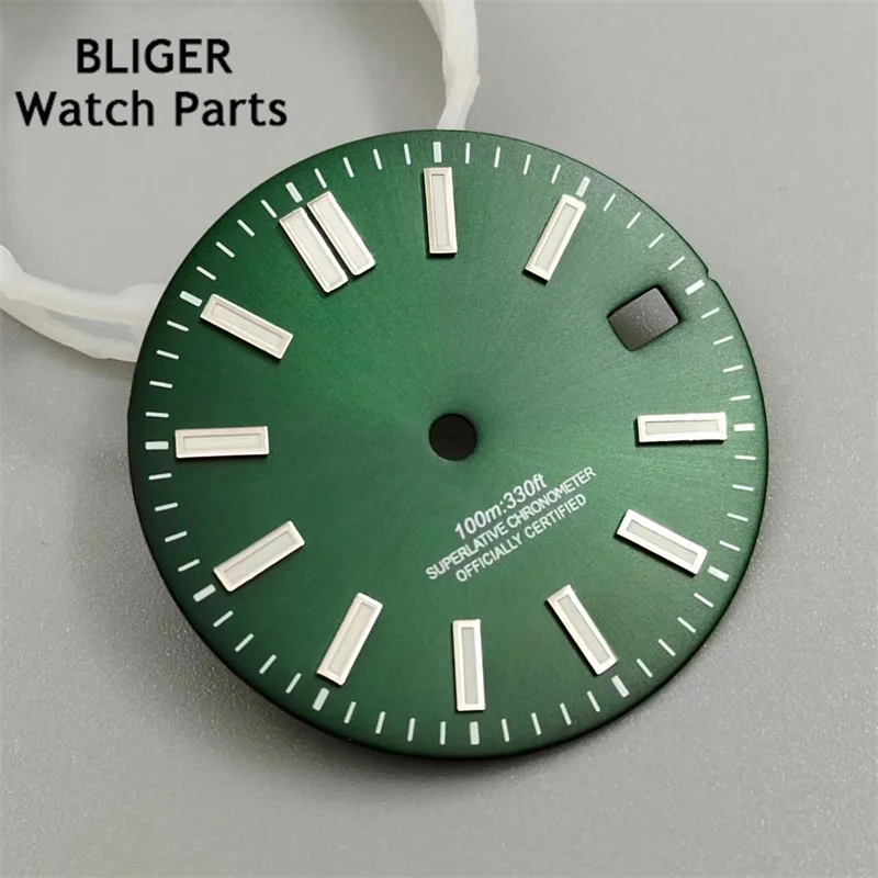 BLIGER 29mm black red blue pink  gold  green Khaki color sterile watch dial luminous fit NH35 movement