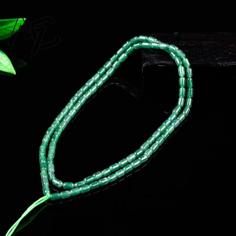 Real Natural Emerald Full Color Blue Bucket Beads Necklace Bracelet Carved Charm Jadeite Jewelry Fashion Amulet Gifts Men Women view 3