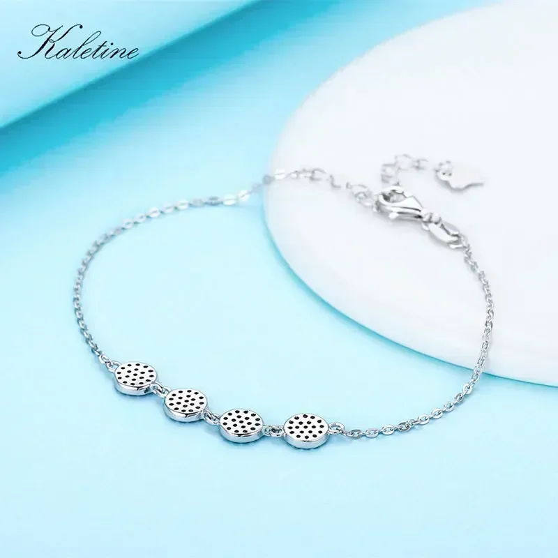 Kaletine 925 Sterling Silver Bracelet New Fashion Turkey Lucky Evil Eye Cubic Zirconia Genuine Silver Jewelry for Bracelet Women