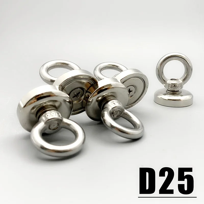 1-5pc Heavy Duty 20mm Neodymium Eyebolt Magnet High Pull Salvage Magnet with Stainless Steel Eye Ring for River Magnetic Fishing