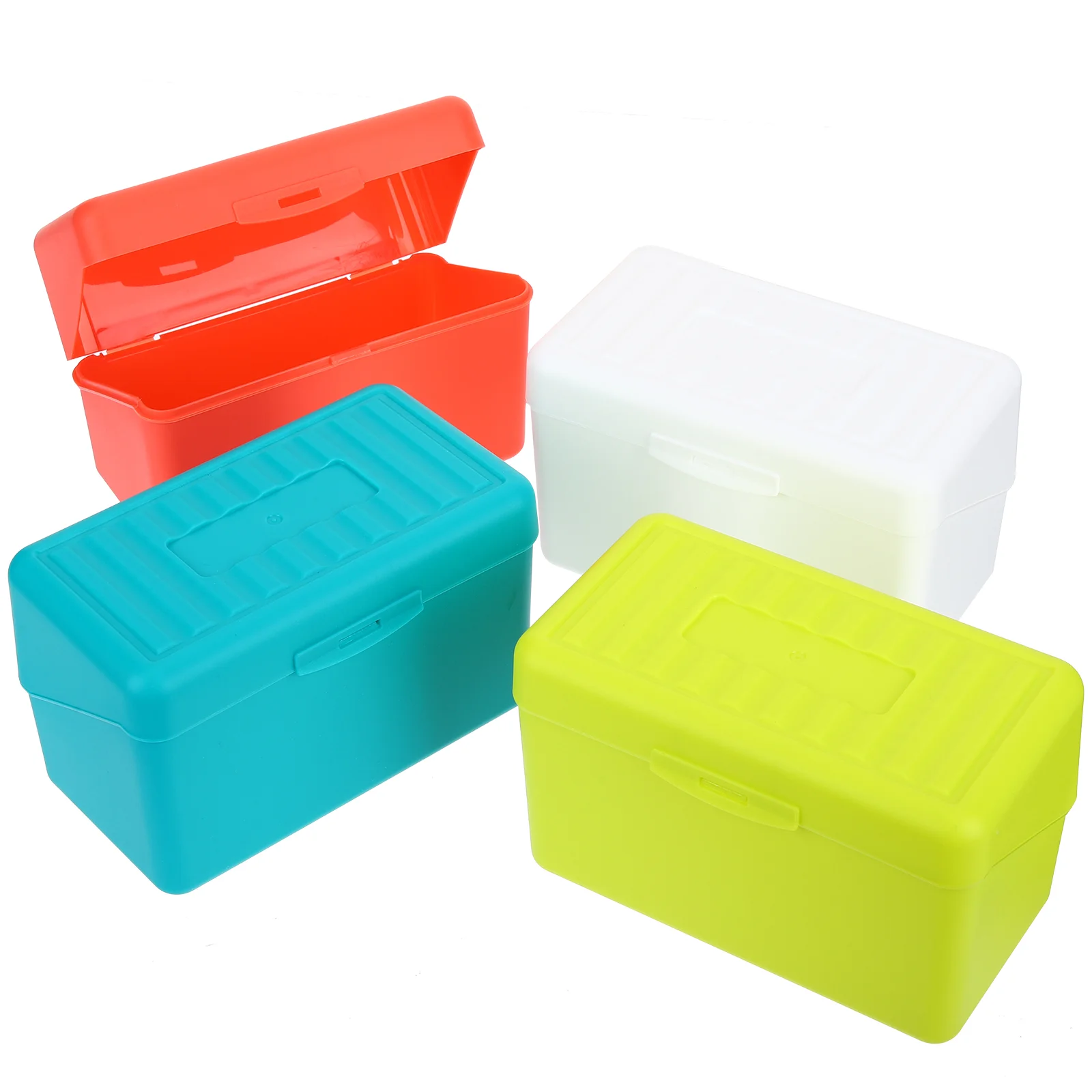 Caja de archivo de tarjetas de índice de 4 piezas, soporte de plástico, organizador Flash Pp, estuche para notas para recetas, 3x5