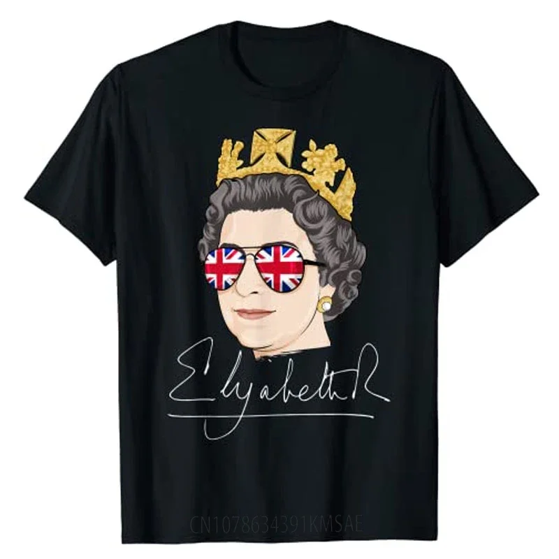 Elizabeth II ER Queen British Crown Engalnd Union Jack T-Shirt Commemorate Gifts Streetwear Graphic Tee Tops for Women Men