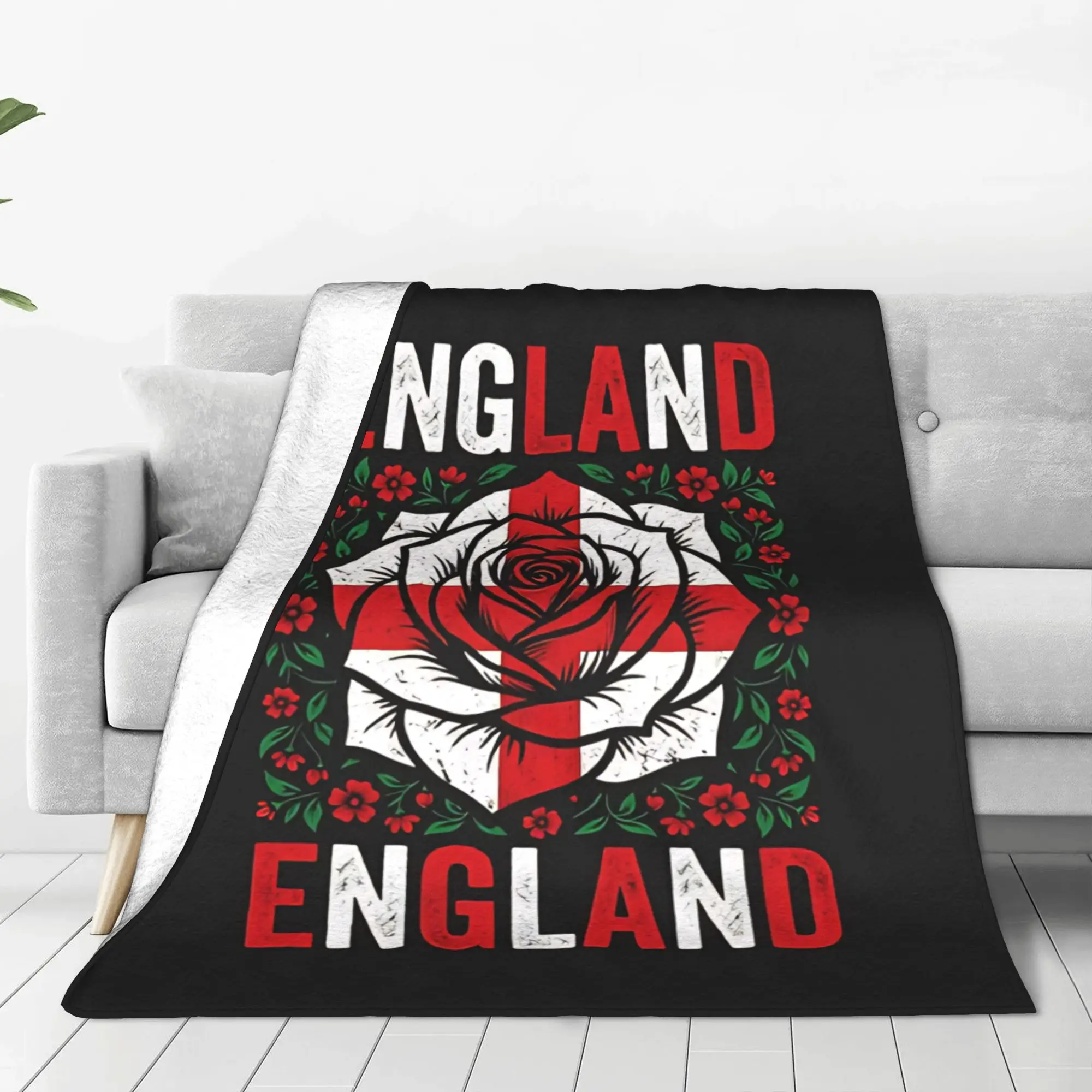 1PC Vintage Cross Flag England Rose Home Room Decorations Winter Blankets For Adults Bedding Home Interior Sofa Knee