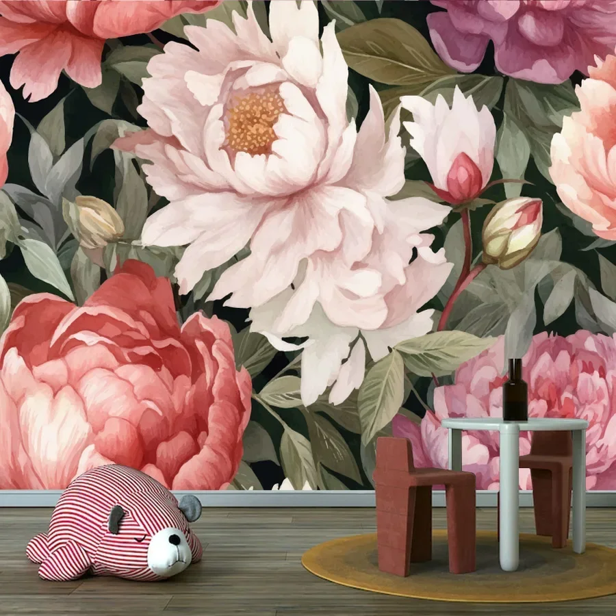 15+ waterdichte botanische bloemenroos Peel n Stick optioneel behang voor woonkamerdecoratie muurkunstpapier woondecoratie muurschildering