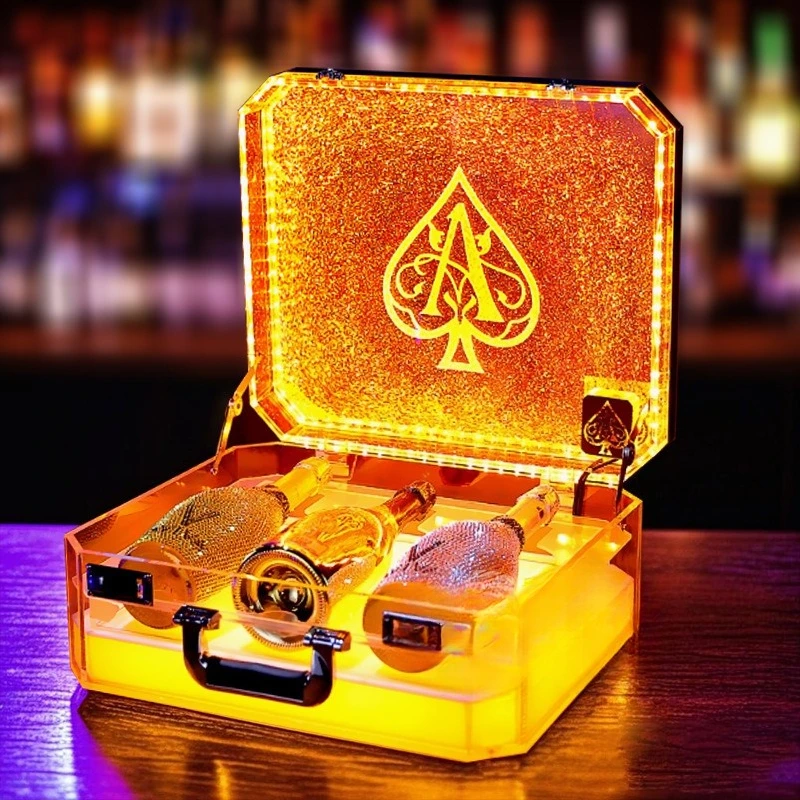 Bar luminous ice pattern wine case spade A champagne king KTV wine props charging champagne case