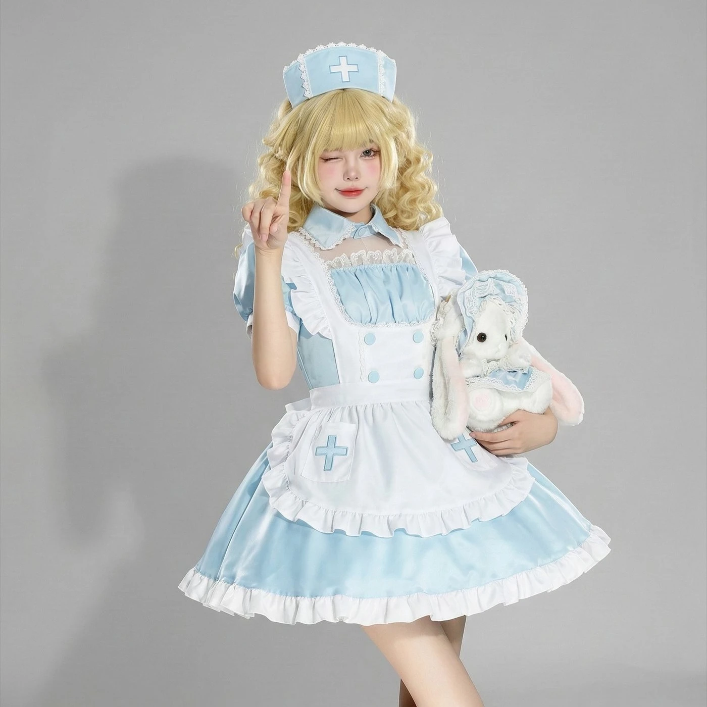Sweet Lolita Women Blue Dress Waitress Servant Apron Dress Party S -5XL Cute Lolita Maid Anime Outfit Coffee Servant Uniform
