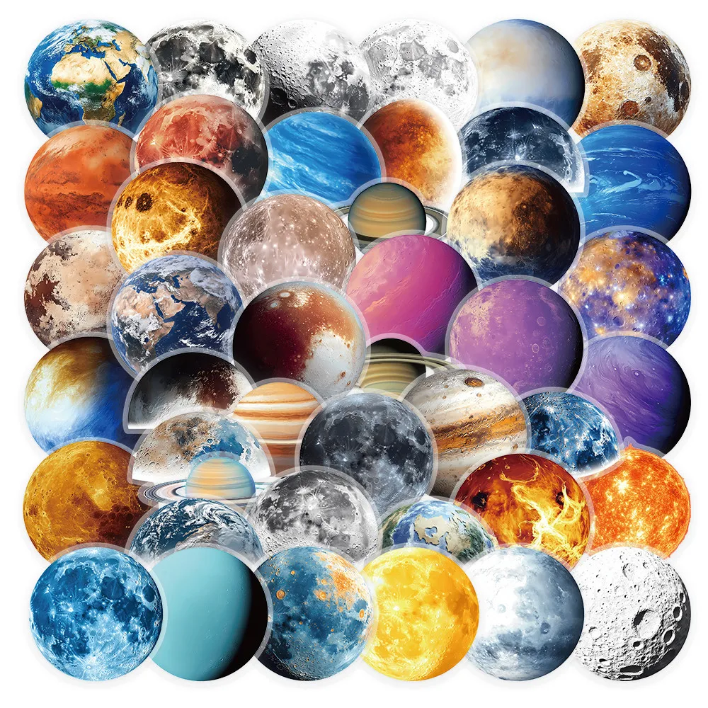 Outer Space Galaxy Themed Sticker Pack 50 Sheets, Celestial Planet Graffiti Stickers for Scrapbook, Planner Giajar Sticker Store