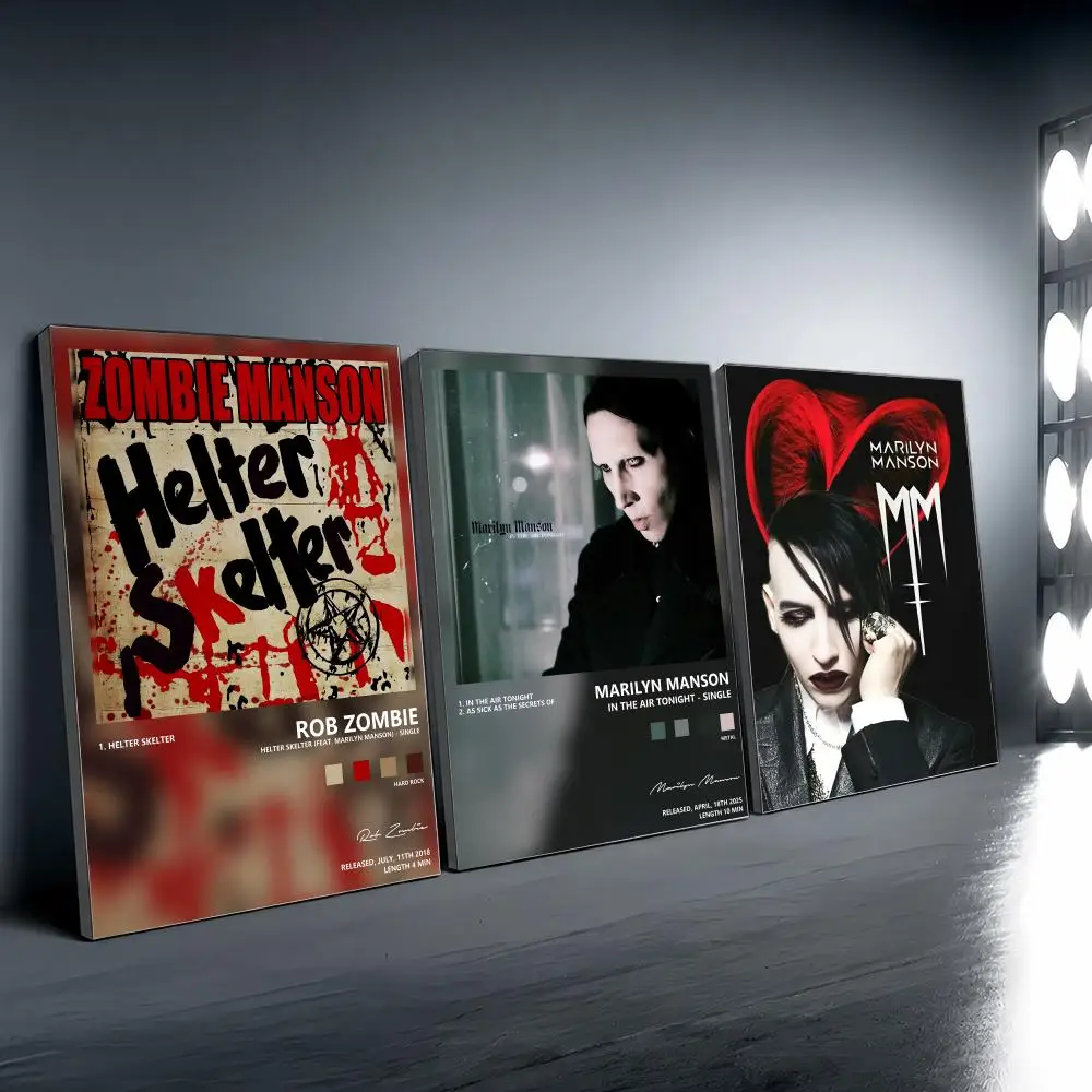 M-Marilyn Manson Singer Painting Calligraphy Modern Canvas Wall Art for Bedroom & Living Room | Home Decor Gift
