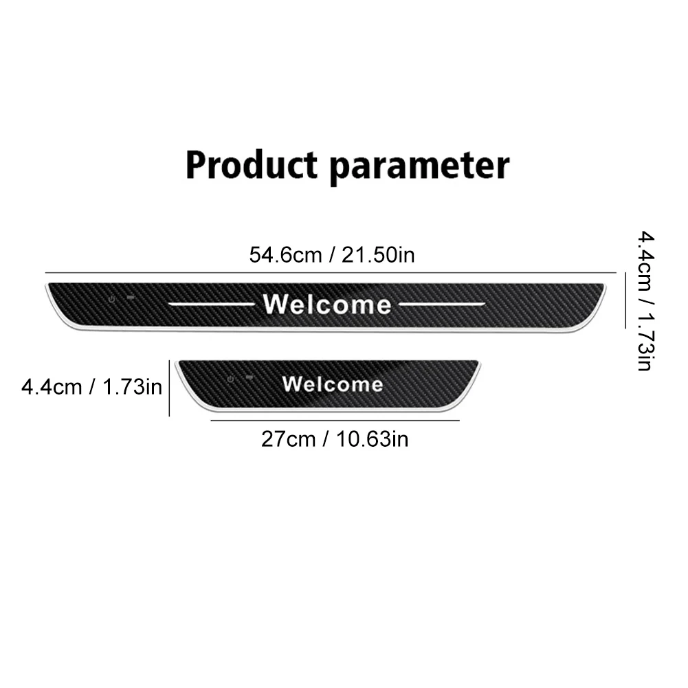 2PCS Car Door Sill Light LED Threshold Light Automatic On/Off Infrared Sensing Pedal Welcome Light Carbon Fiber Atmosphere Light