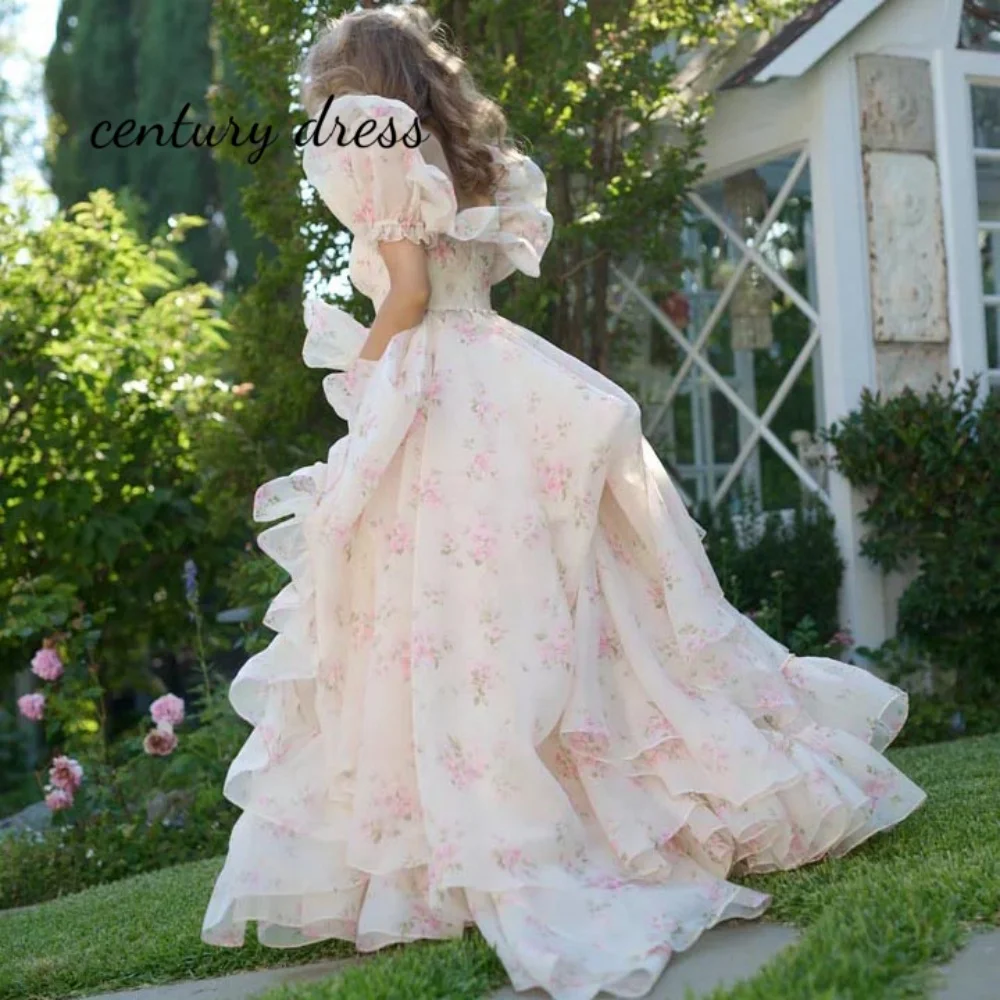 Charming Tulle Ruched Evening Dress Modern Customized Flower Print Party Dress Exquisite Sweetheart Prom Party Gown robe soiree