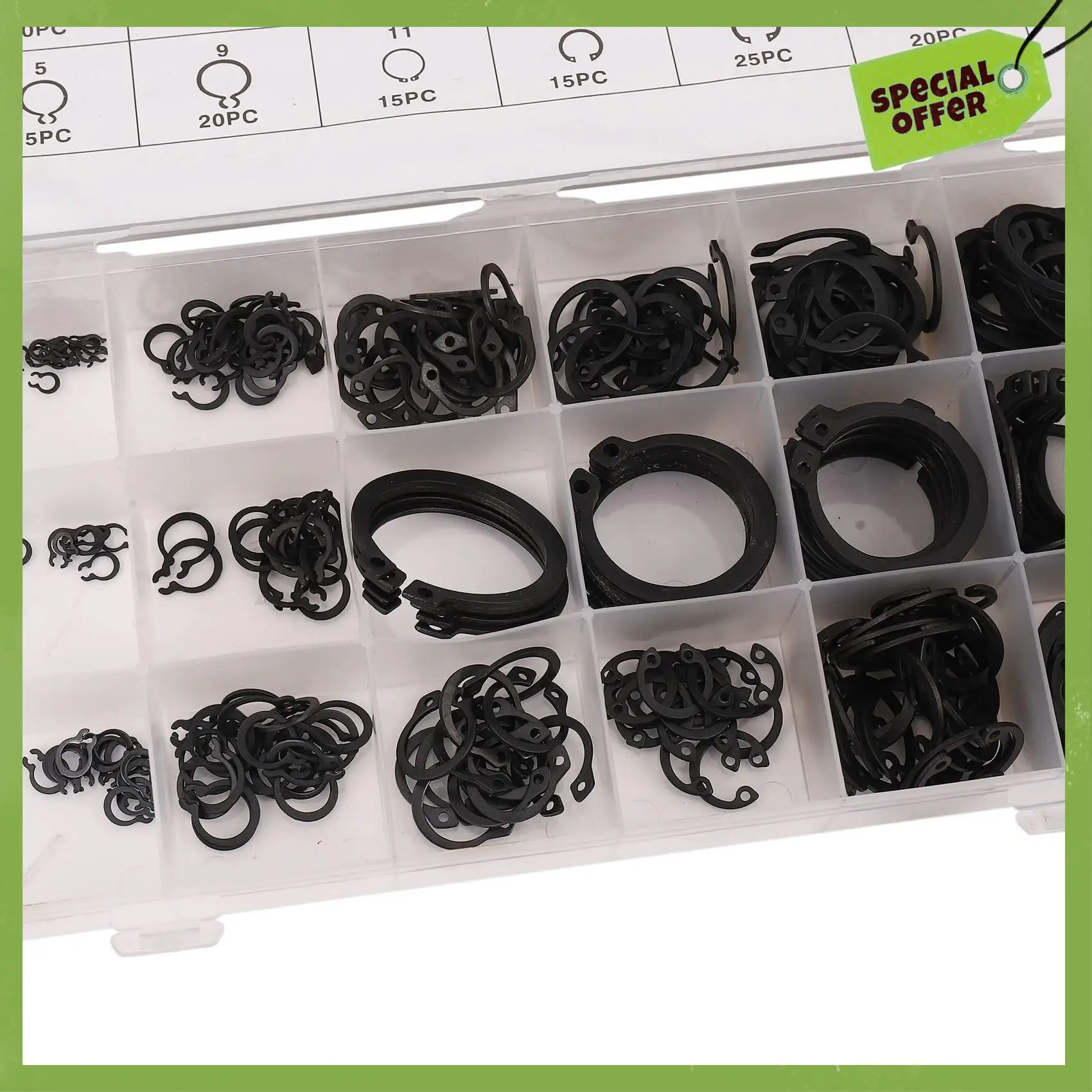 ABGP-300 قطعة C-مقاطع حلقة المفاجئة الخارجية غسالة سوداء الأجهزة Cir كليب الاحتفاظ حلقة مجموعة لل السحابات الصناعية 18 أحجام