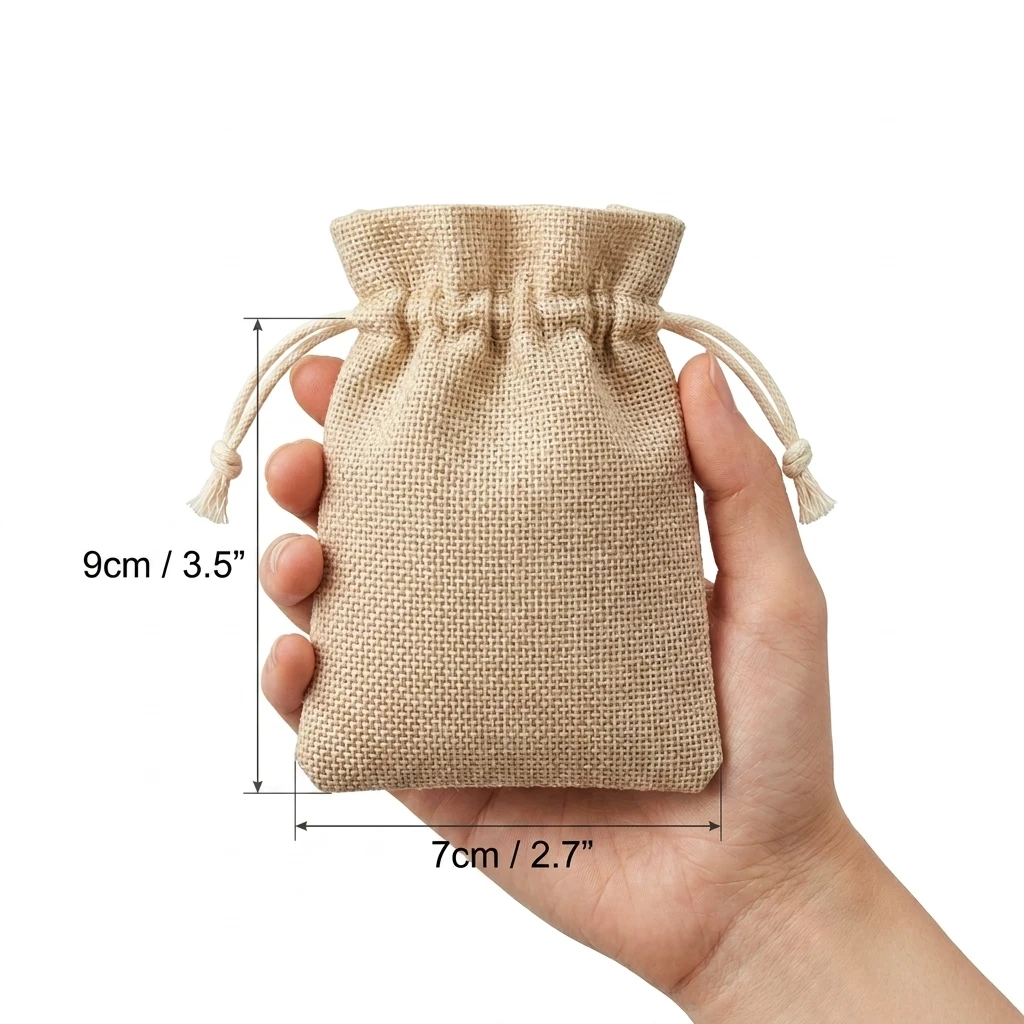 10pcs Handmade Natural Burlap Linen Drawstring Gift Bags Favor Wedding Christmas Gift Bag Jewelry Packaging Bags & Pouches