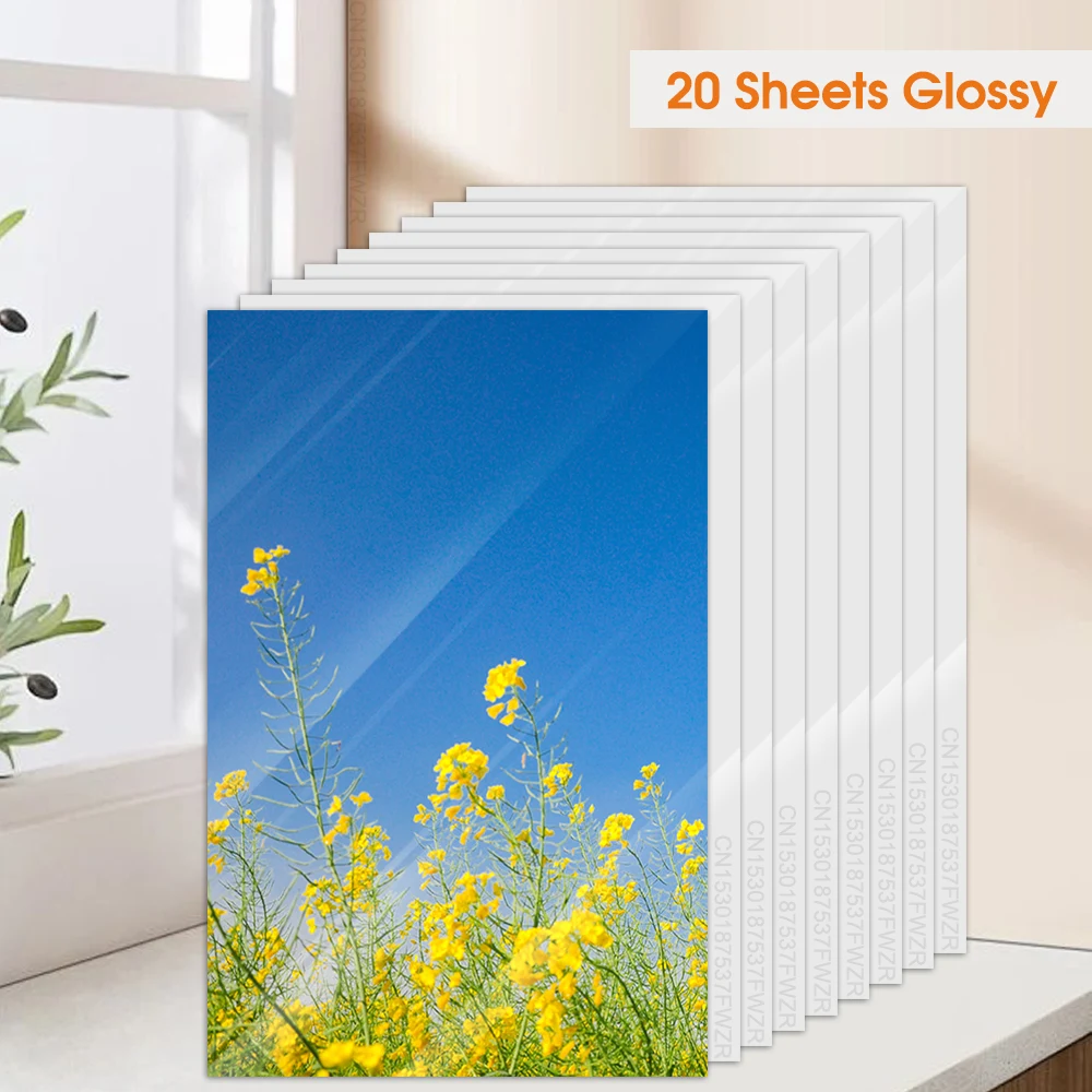 

20 Sheets Transparent Glossy Film Cold Lamination Film Waterproof Self-adhesive Photo Paper Film A4 Laminating Sheets DIY Label