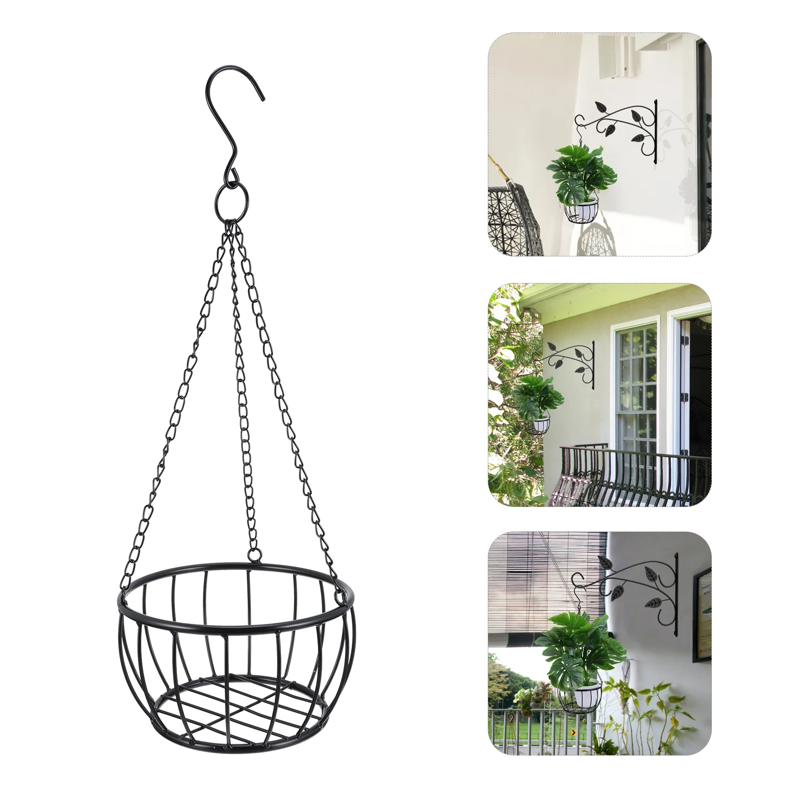 

Hanger Wrought Iron Hanging Flower Pot Planter Pots Mini Stand Shelf Indoor Home Basket