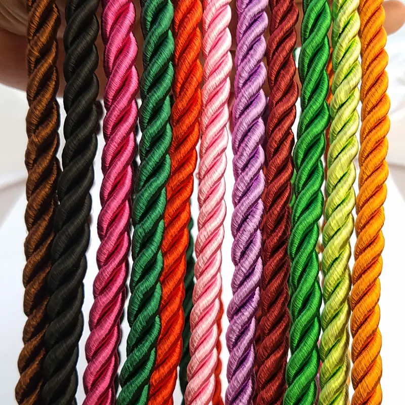 2 Meters 8MM Satin Polyester Cords Three strands of Rope Silk thread Rope Diy Jewelry Findings Accessories wholesale