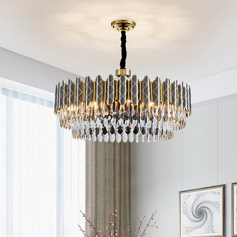 YUNYI-Lustre en cristal de fer moderne, belle lumière décorative, pendentif en acier inoxydable de luxe, lampe chaude