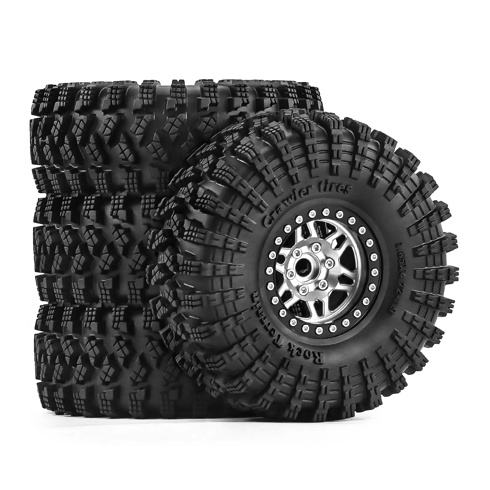 1.9 Inch Beadlock Wheels Tires 12mm Hex for TRX4 SCX10 Capra Axial SCX24 Traxxas Enduro RC Crawler Truck Upgrade Parts 6
