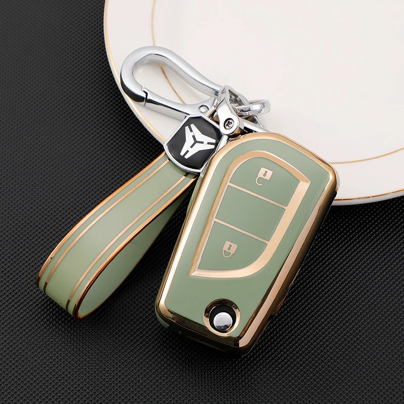 กรอบใส่กุญแจรีโมทสำหรับ Toyota AURIS Corolla Avensis Verso Yaris Aygo Scion TC IM Camry RAV4 4ปุ่มเคสกุญแจ TPU พวงกุญแจ