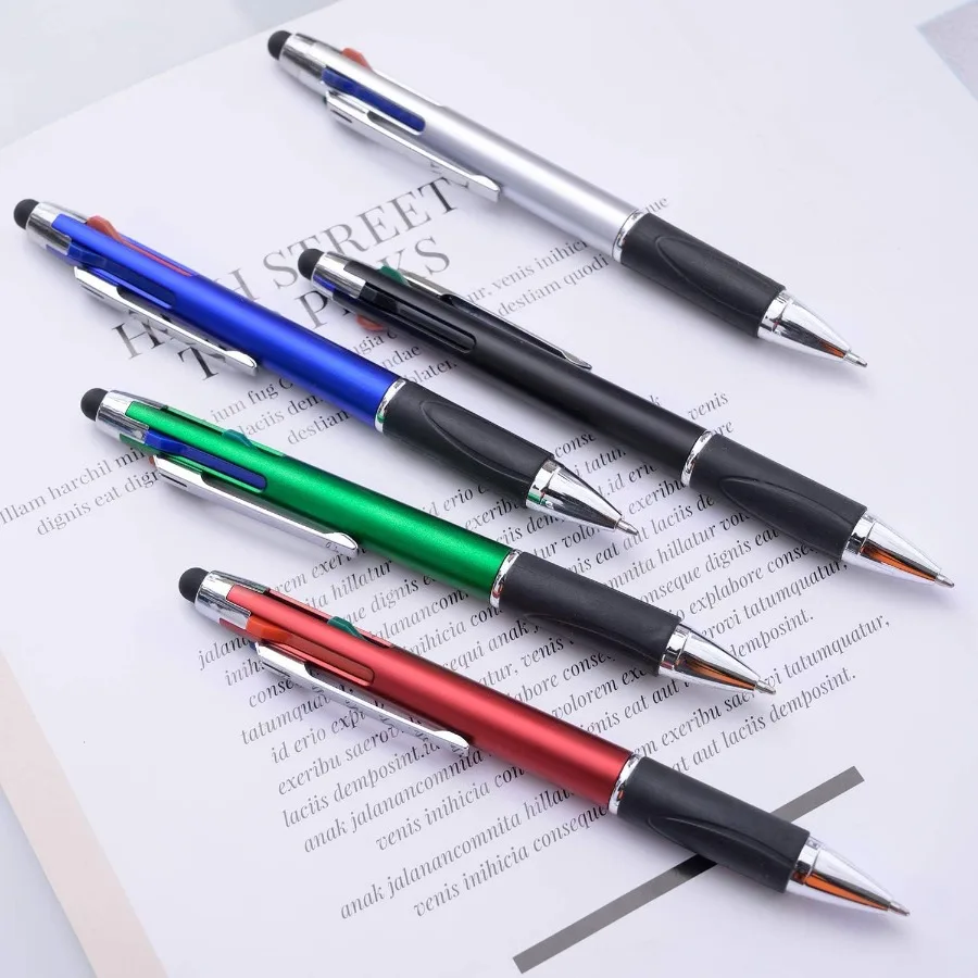 4-Color Ballpoint Pen with Medium Point 1.0mm Multi-Colored Pens in One Design Featuring Touch Screen Stylus Functionality Idea
