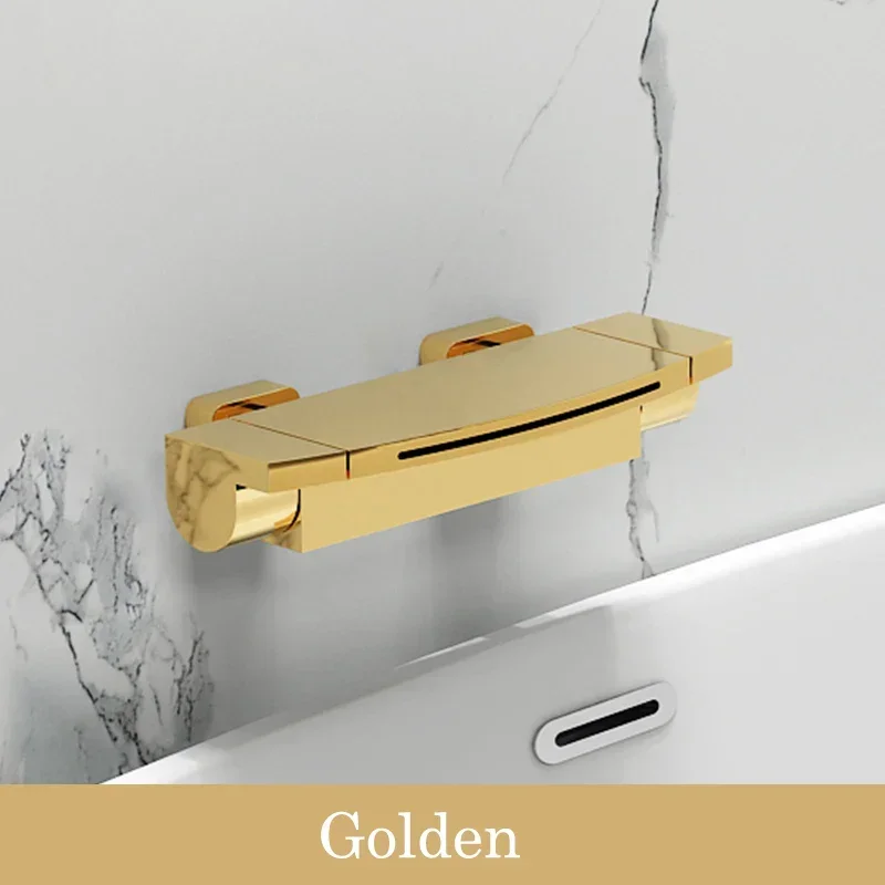 Wall mounted  faucet  golden bathtub  Mixer Shower hand with Sliding bars waterfall outlet basin tap