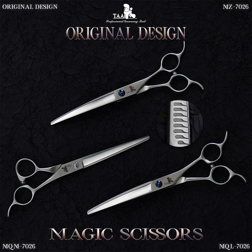 

TAA Dog Scissors Pet Grooming Scissors for Dog Original Design Magic Shears Straight & Curved Professional Handmade 7 Inch Shear