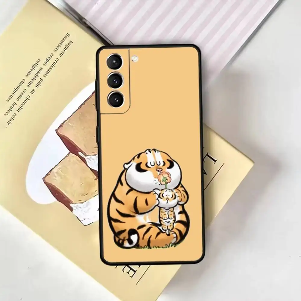 Cartoon Fat Tiger Phone Case For Samsung GalaxyA13,21s,22,31,32,52,53,71,72,73,Soft Black Cover