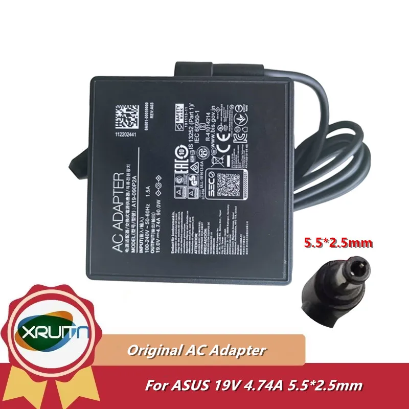 Genuine For ASUS Laptop Charger AC /DC Power Adapter A19-090P2A ADP-90LE B 19V 4.74A 90W 5.5*2.5mm