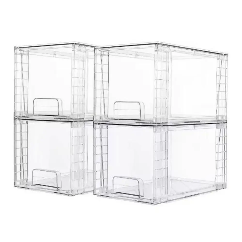 1/2pcs 12 Inch Removable Cosmetic Storage Box Transparent Assembled Desktop Storage Box with Handle Large