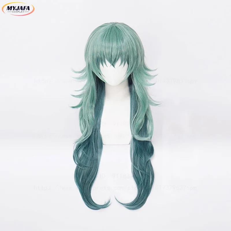 High Quality Takatsuki Sen Cosplay Wig Eto Yoshimura Long Green Gradient Wavy Heat Resistant Synthetic Hair Anime Wigs + Wig Cap